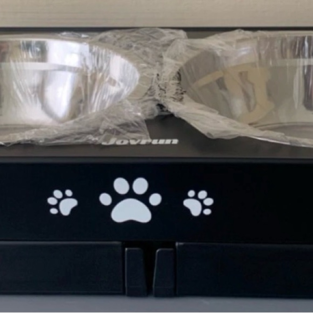 Black and Silver Pet Bowl Stand